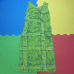 Jam’s World Women’s Size Small Green Hawaiian Print Tank Maxi Dress Aloha *Flaws